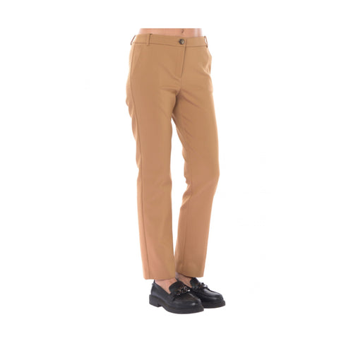 Emme Marella Pantaloni Pantalone Donna in doppio cotone stretch Cammello - Francavilla Moda